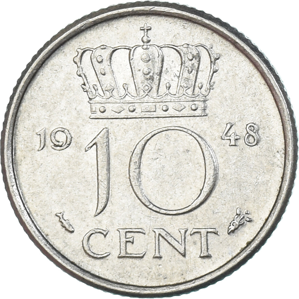 Moeda, Países Baixos, 10 Cents, 1948