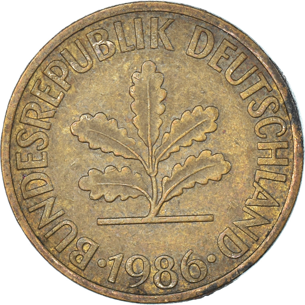Moeda, Alemanha, 10 Pfennig, 1986