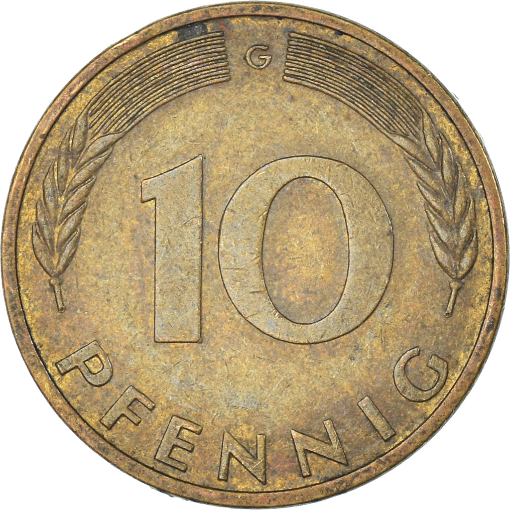 Moeda, Alemanha, 10 Pfennig, 1986