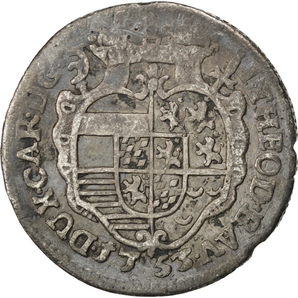 LIEGE, 2 Escalin, 1753, Liege, KM #161, VF(20-25), Silver, 7.29