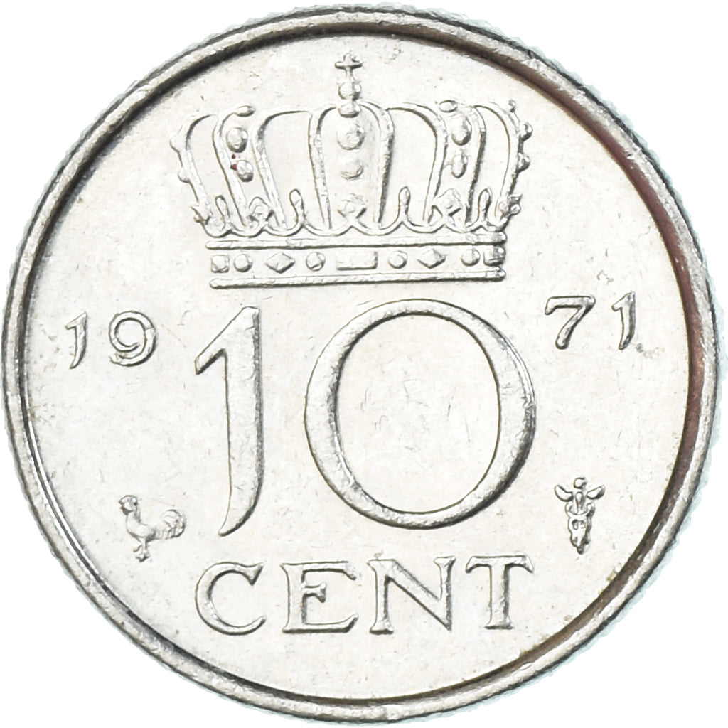 Moneda, Países Bajos, 10 Cents, 1971