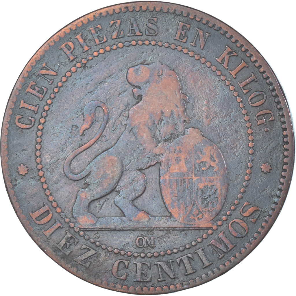 Moneta, Hiszpania, 10 Centimos, 1870