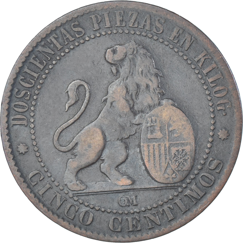 Moneta, Hiszpania, 5 Centimos, 1870