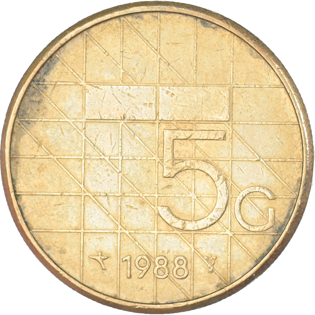 Moneda, Países Bajos, 5 Gulden, 1988