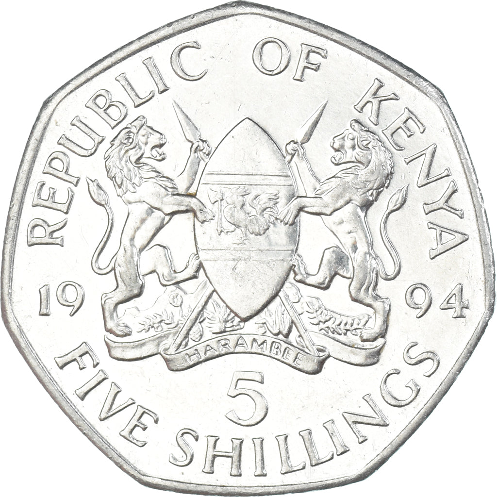 Monnaie, Kenya, 5 Shillings, 1994
