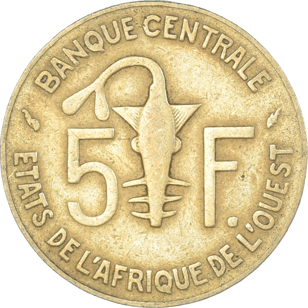 Coin, West African States, 5 Francs, 1985
