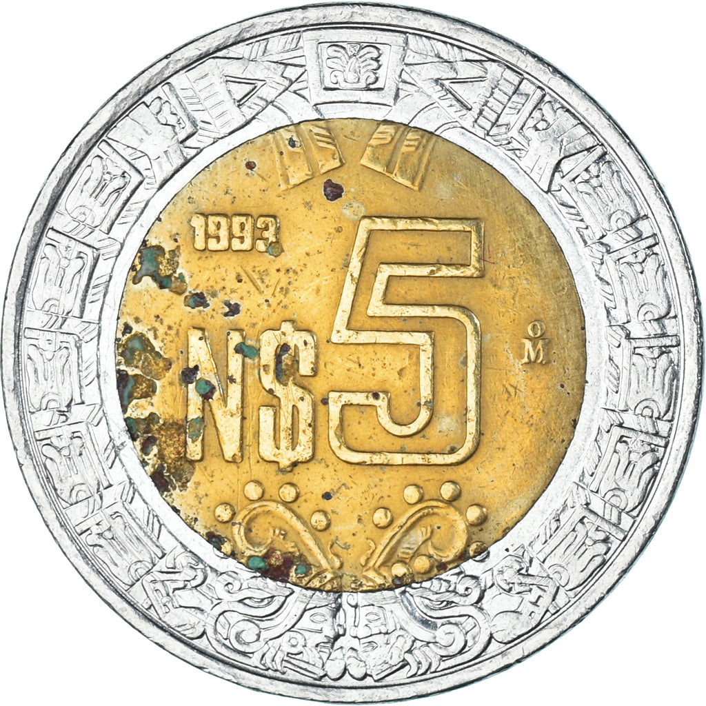Monnaie, Mexique, 5 Nuevo Pesos, 1993