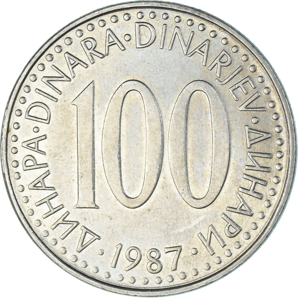 Monnaie, Yougoslavie, 100 Dinara, 1987