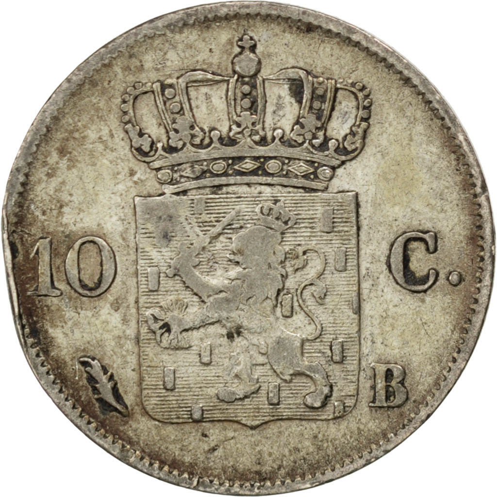 NETHERLANDS, 10 Cents, 1826, Brussels, KM #53, VF(30-35), Silver, 18, 1.66