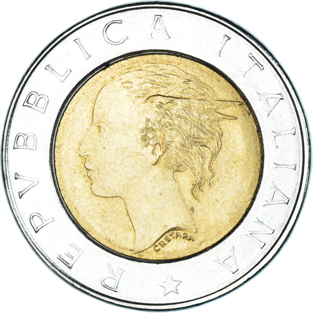 Münze, Italien, 500 Lire, 1993