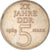 Monnaie, République démocratique allemande, 5 Mark, 1969