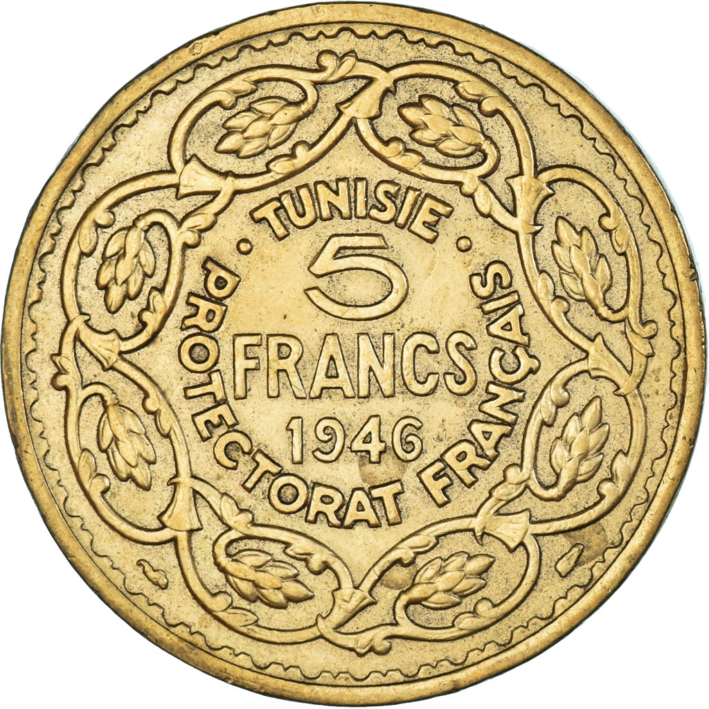 Moneta, Tunisia, 5 Francs, 1946