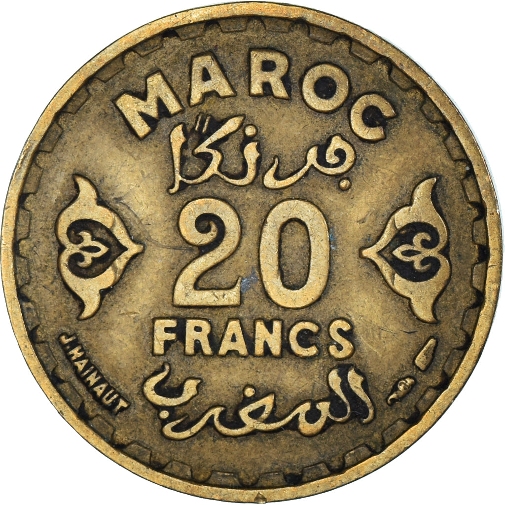 Moneta, Marocco, 10 Francs, 1371