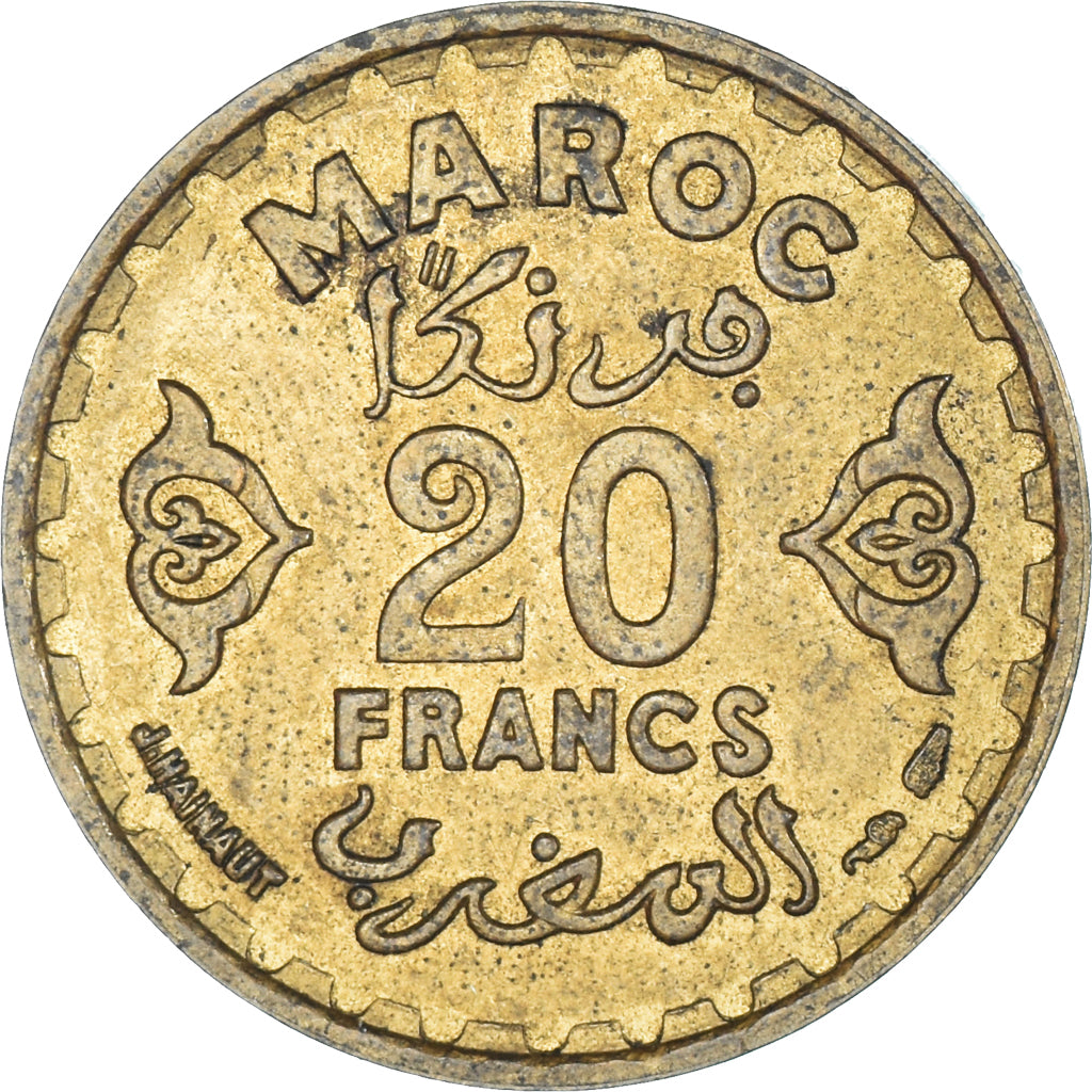 Moneda, Marruecos, 20 Francs, 1371