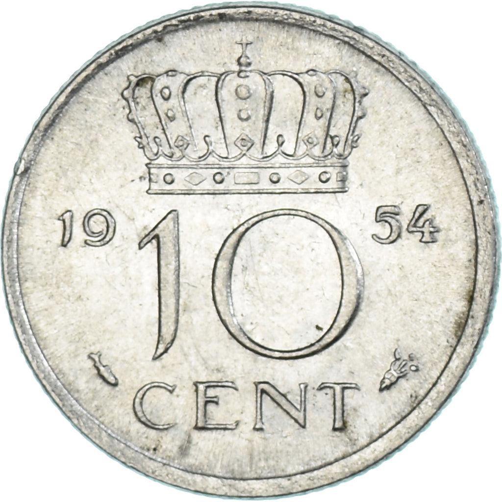 Moeda, Países Baixos, 10 Cents, 1954