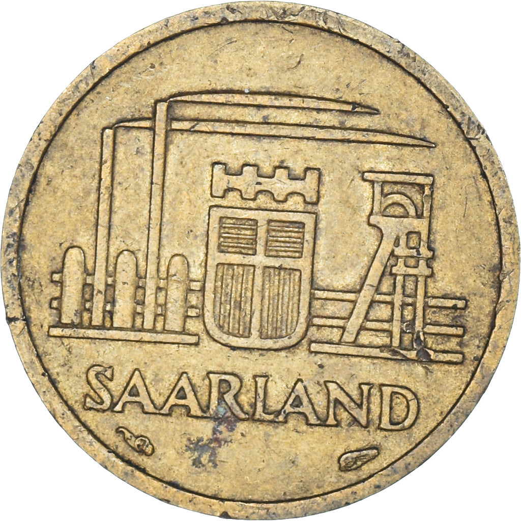 Coin, SAARLAND, 10 Franken, 1954