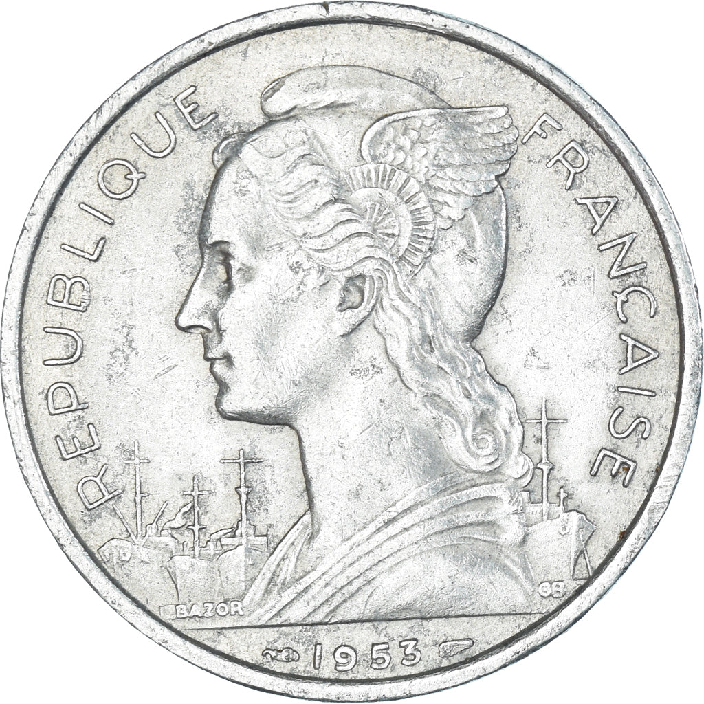 Coin, Madagascar, 5 Francs, 1953