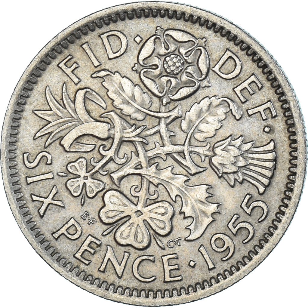 Moneta, Wielka Brytania, 6 Pence, 1955