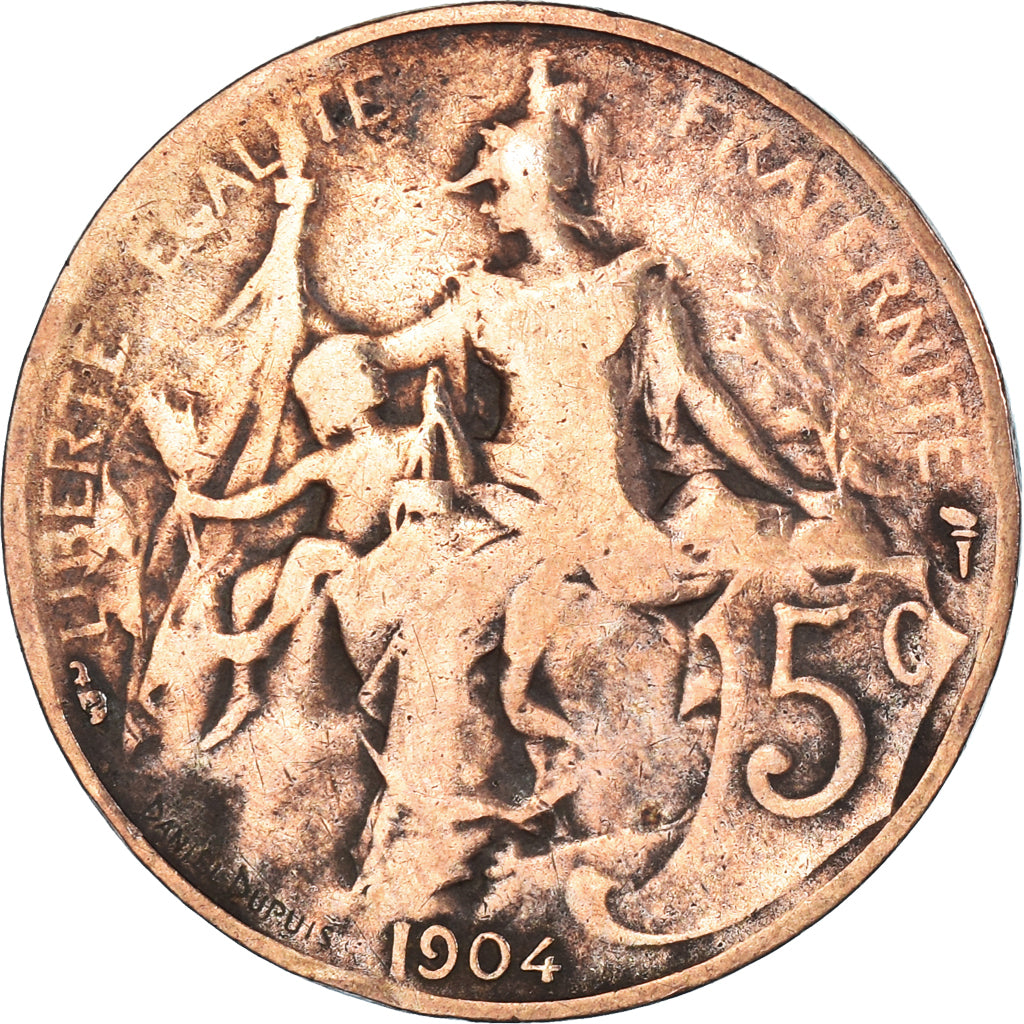 Coin, France, 5 Centimes, 1904