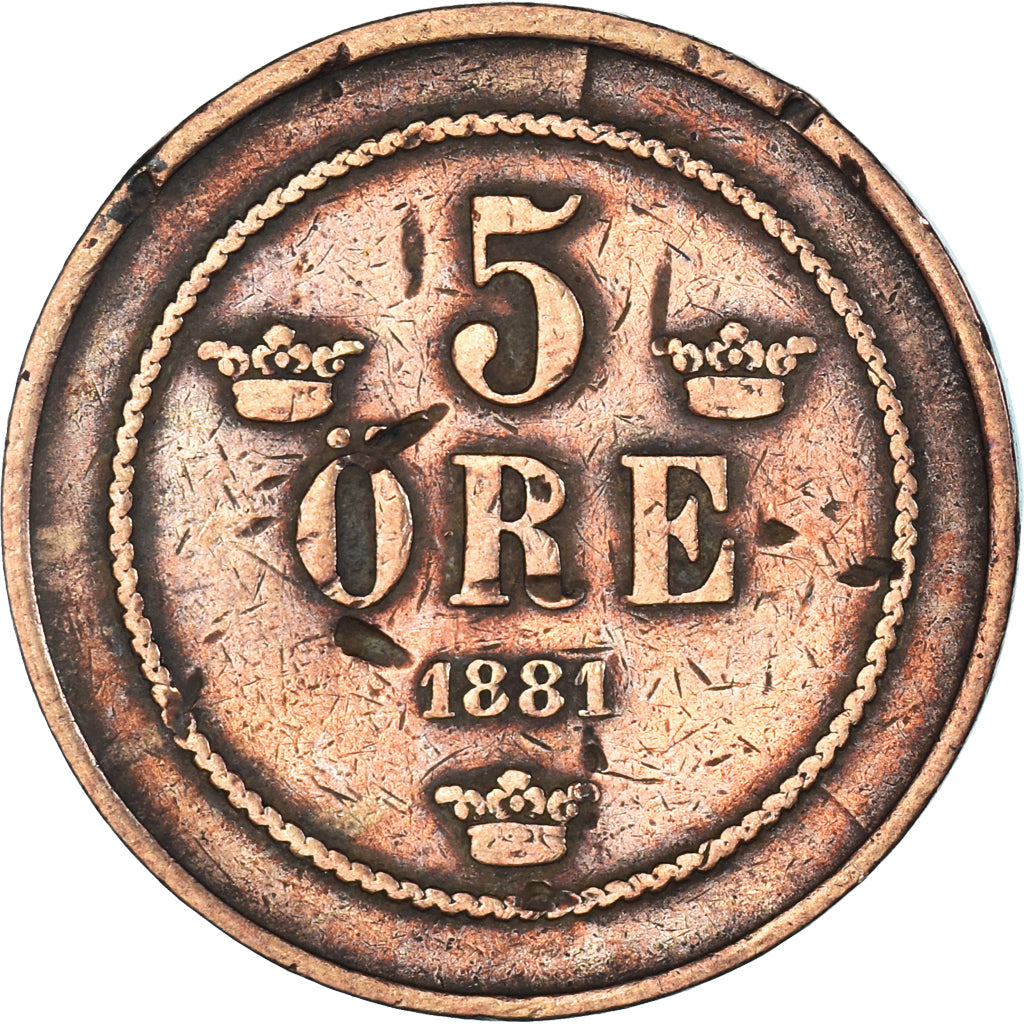 Coin, Sweden, 5 Öre, 1881