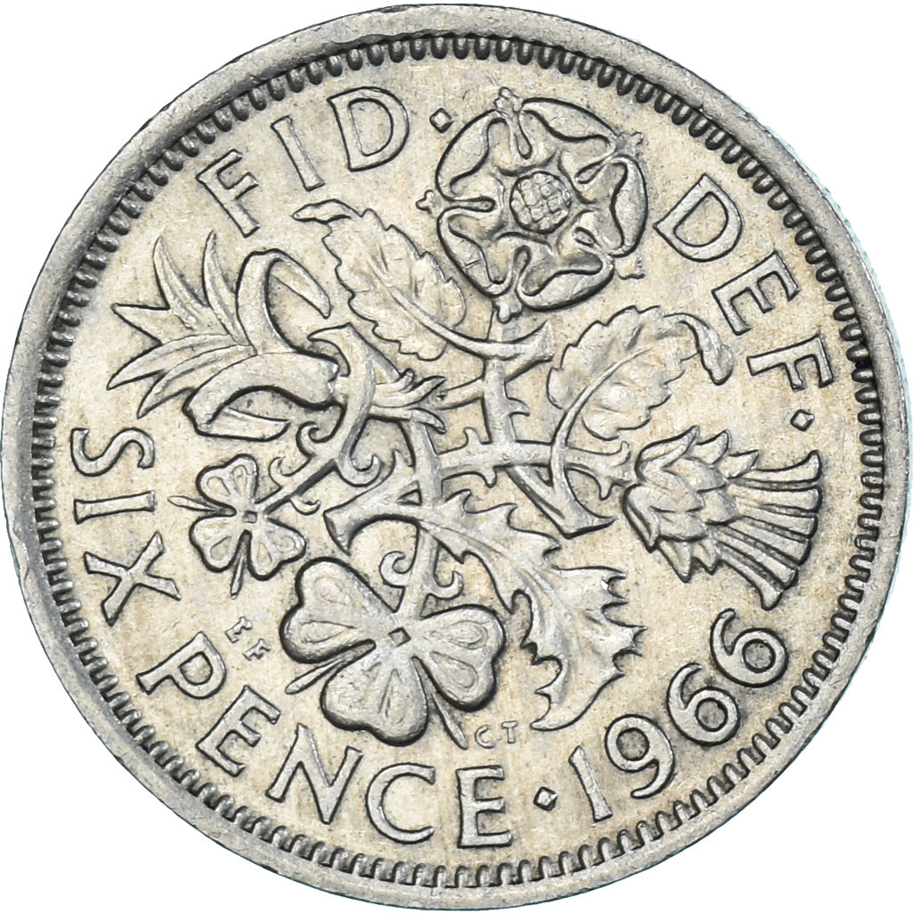 Coin, Great Britain, 6 Pence, 1966