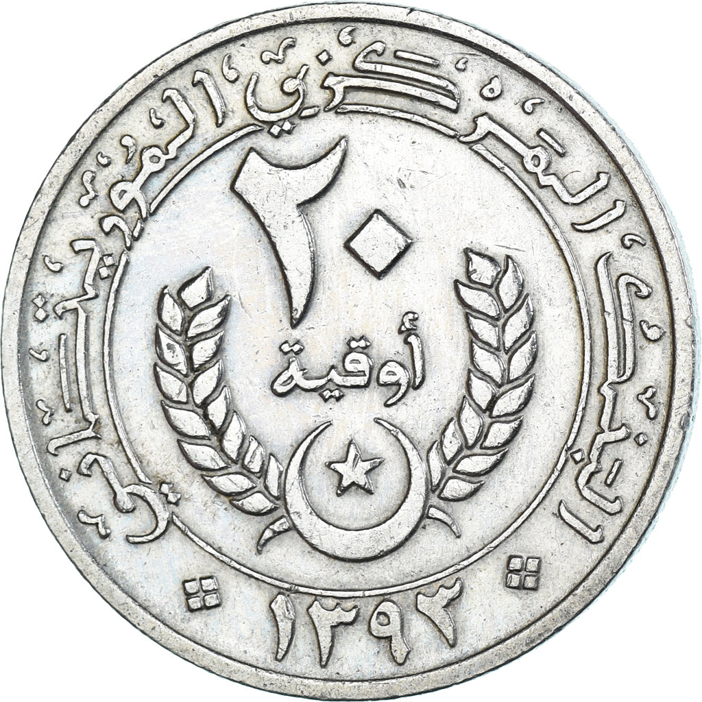 Moneda, Mauritania, 20 Ouguiya, 1973