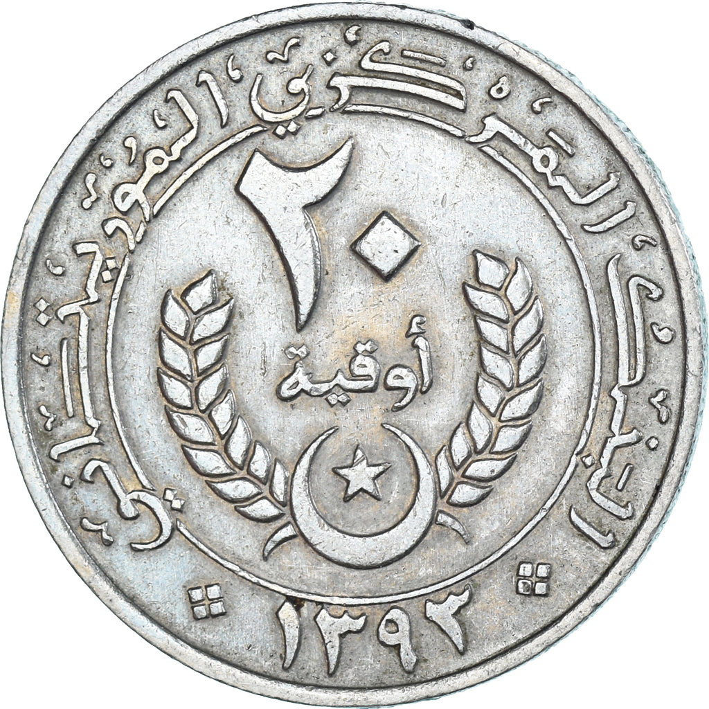 Moneda, Mauritania, 20 Ouguiya, 1973