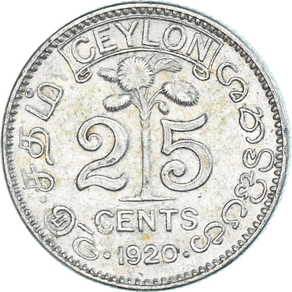 Moneta, Ceylon, 25 Cents, 1920