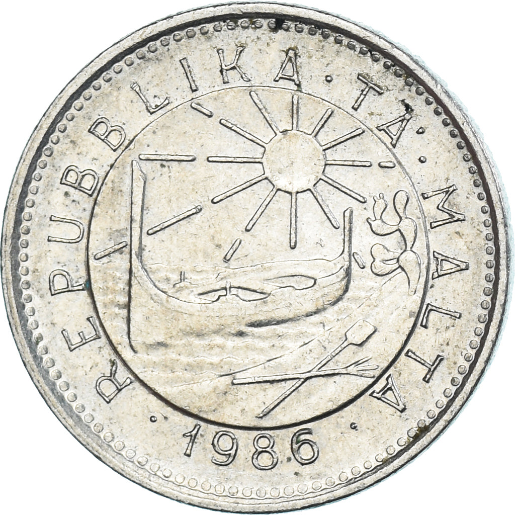 Coin, Malta, 5 Cents, 1986