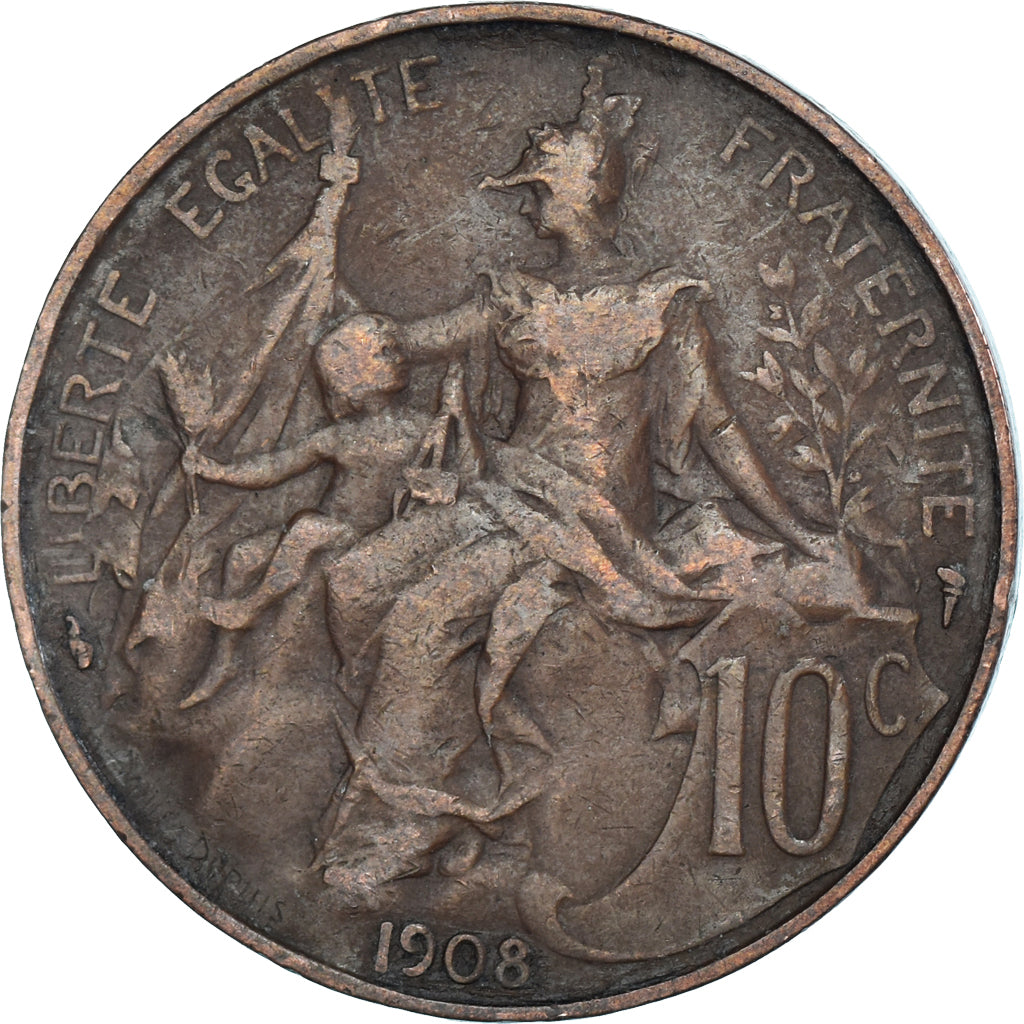 Munten, Frankrijk, 10 Centimes, 1908