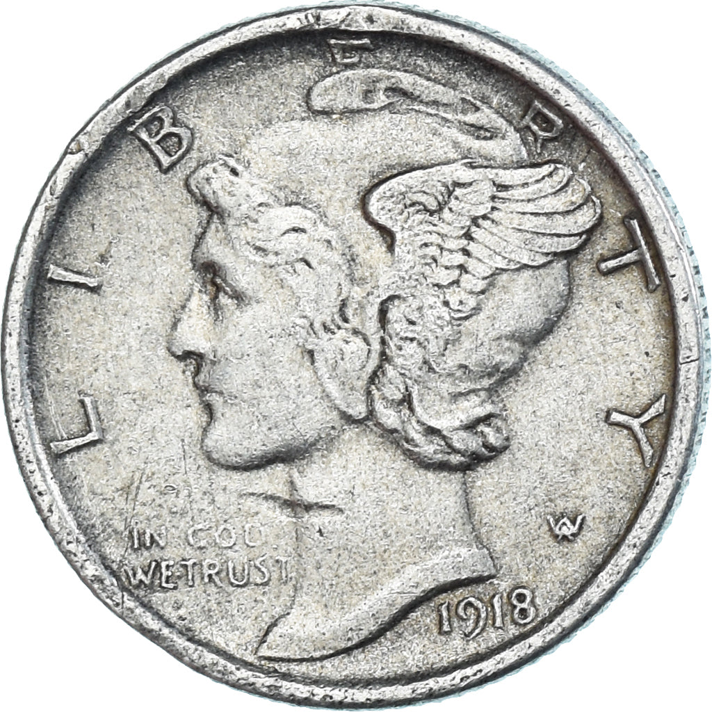 Coin, United States, Dime, 1918