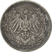 GERMANY - EMPIRE, 1/2 Mark, 1918, KM #17, AU(50-53), Silver, 20, 2.77