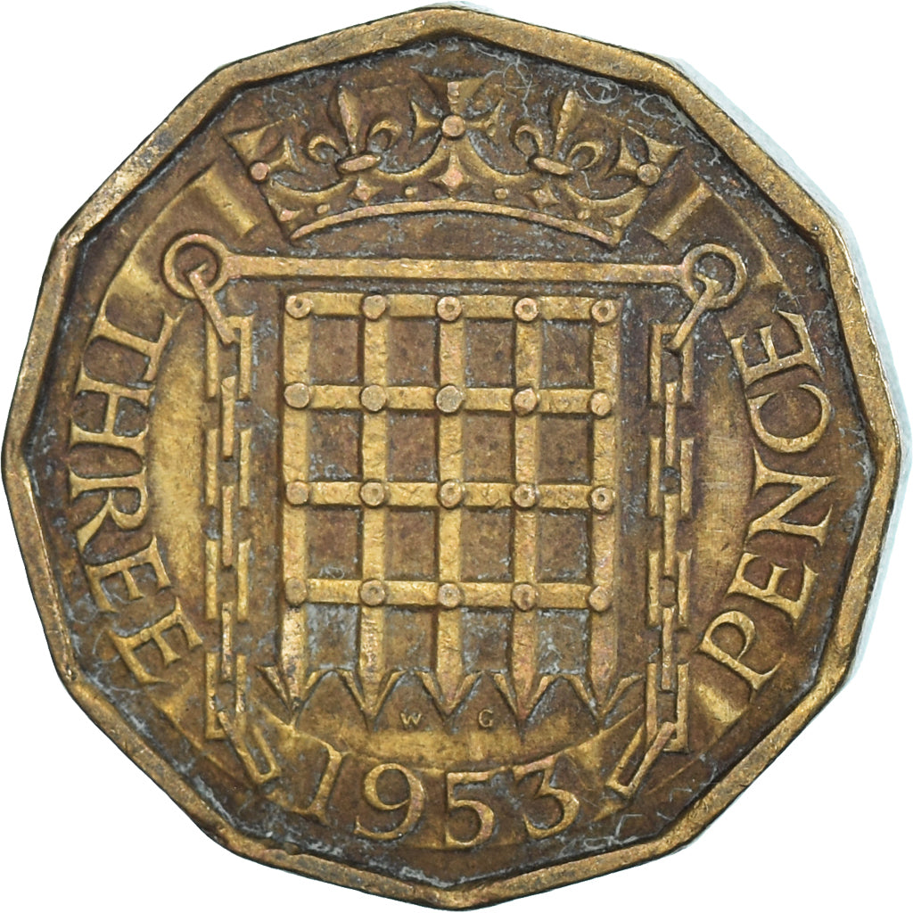 Coin, Great Britain, 3 Pence, 1953