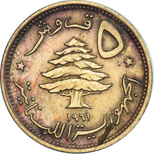 Coin, Lebanon, 5 Piastres, 1961