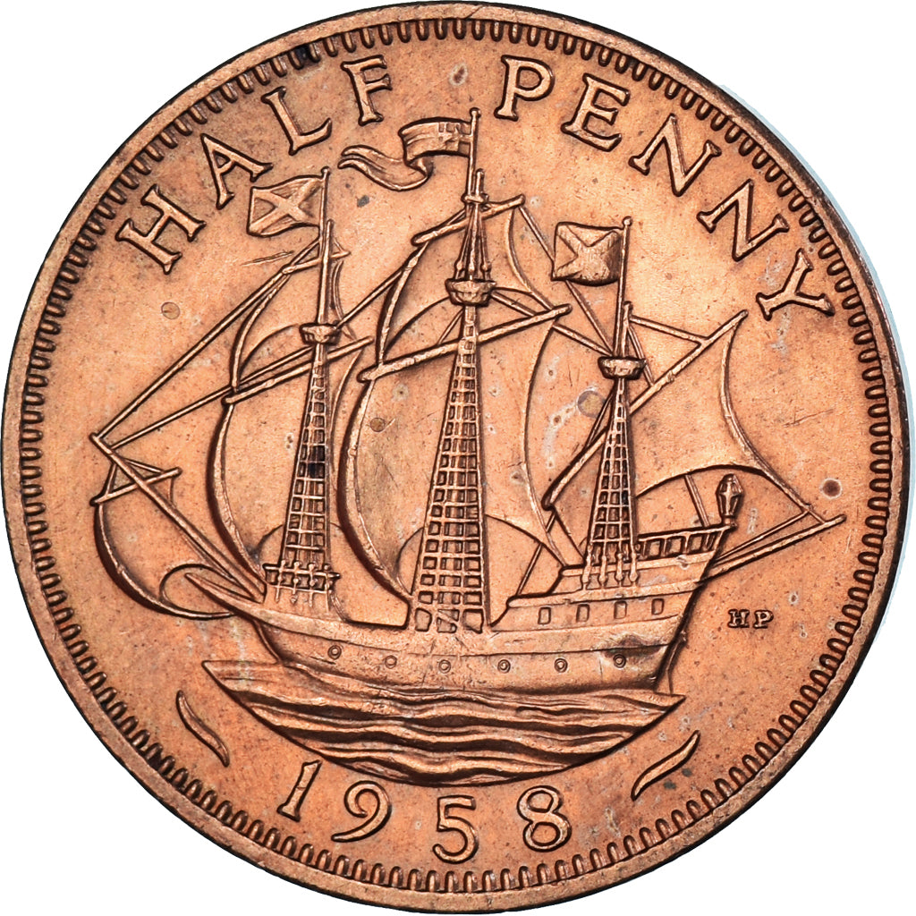 Monnaie, Grande-Bretagne, 1/2 Penny, 1958