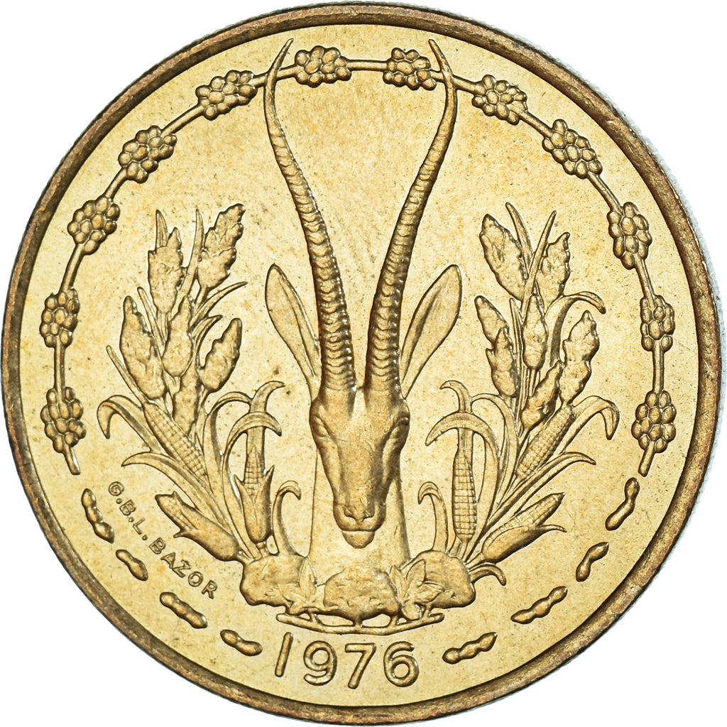 Münze, West African States, 25 Francs, 1976