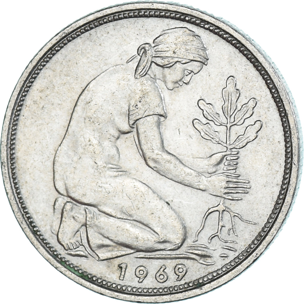 Moeda, Alemanha, 50 Pfennig, 1969