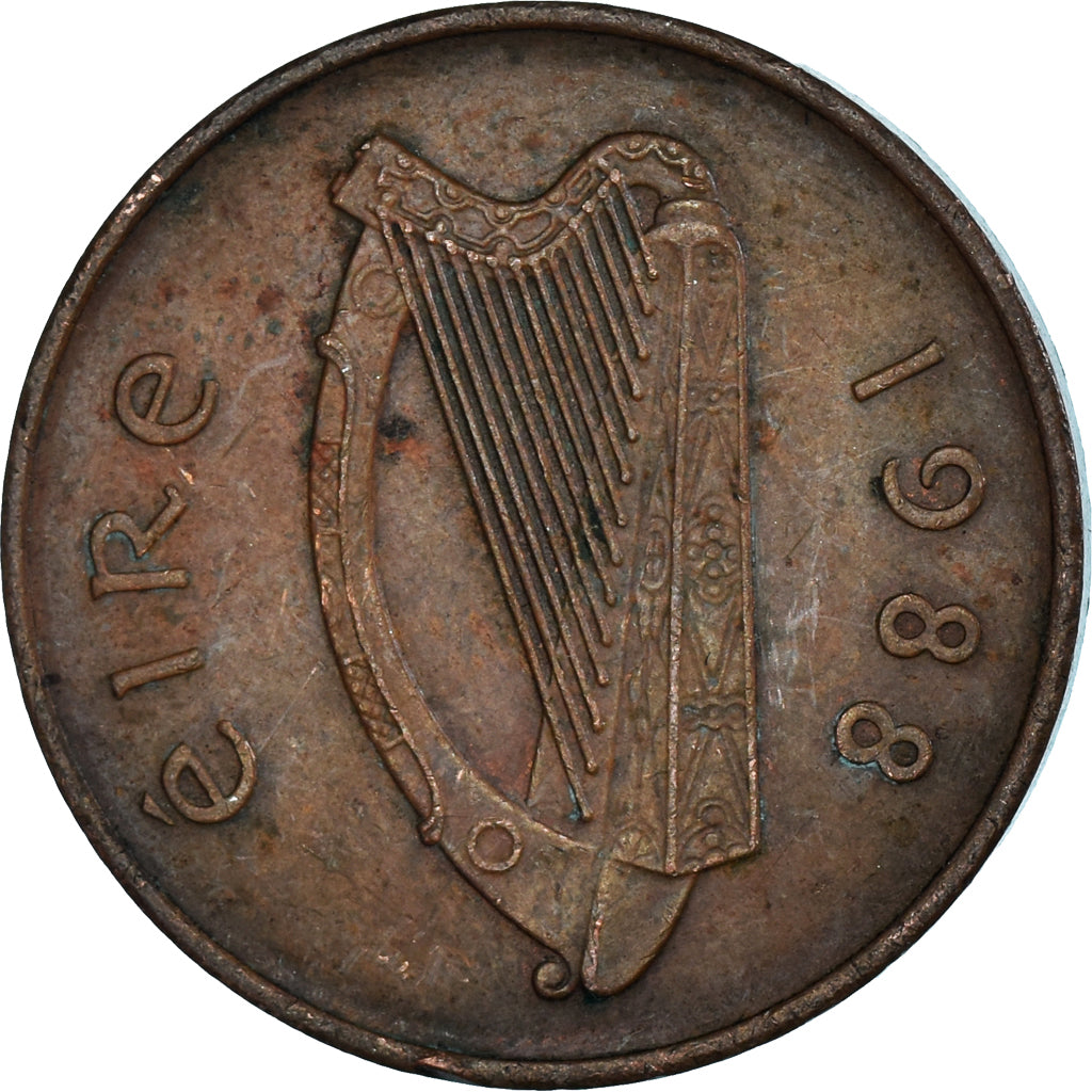Moeda, Irlanda, 2 Pence, 1988
