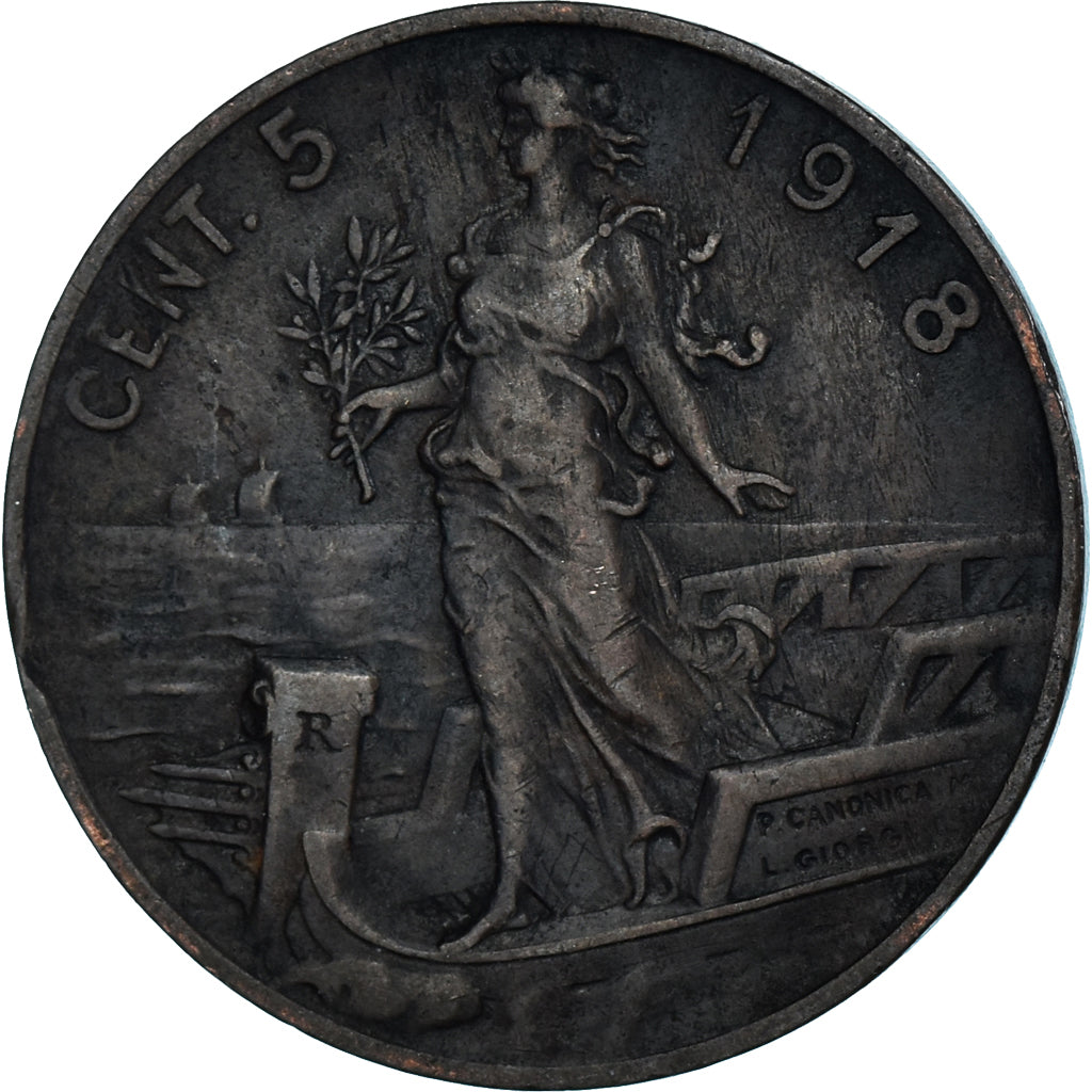 Moeda, Itália, 5 Centesimi, 1918