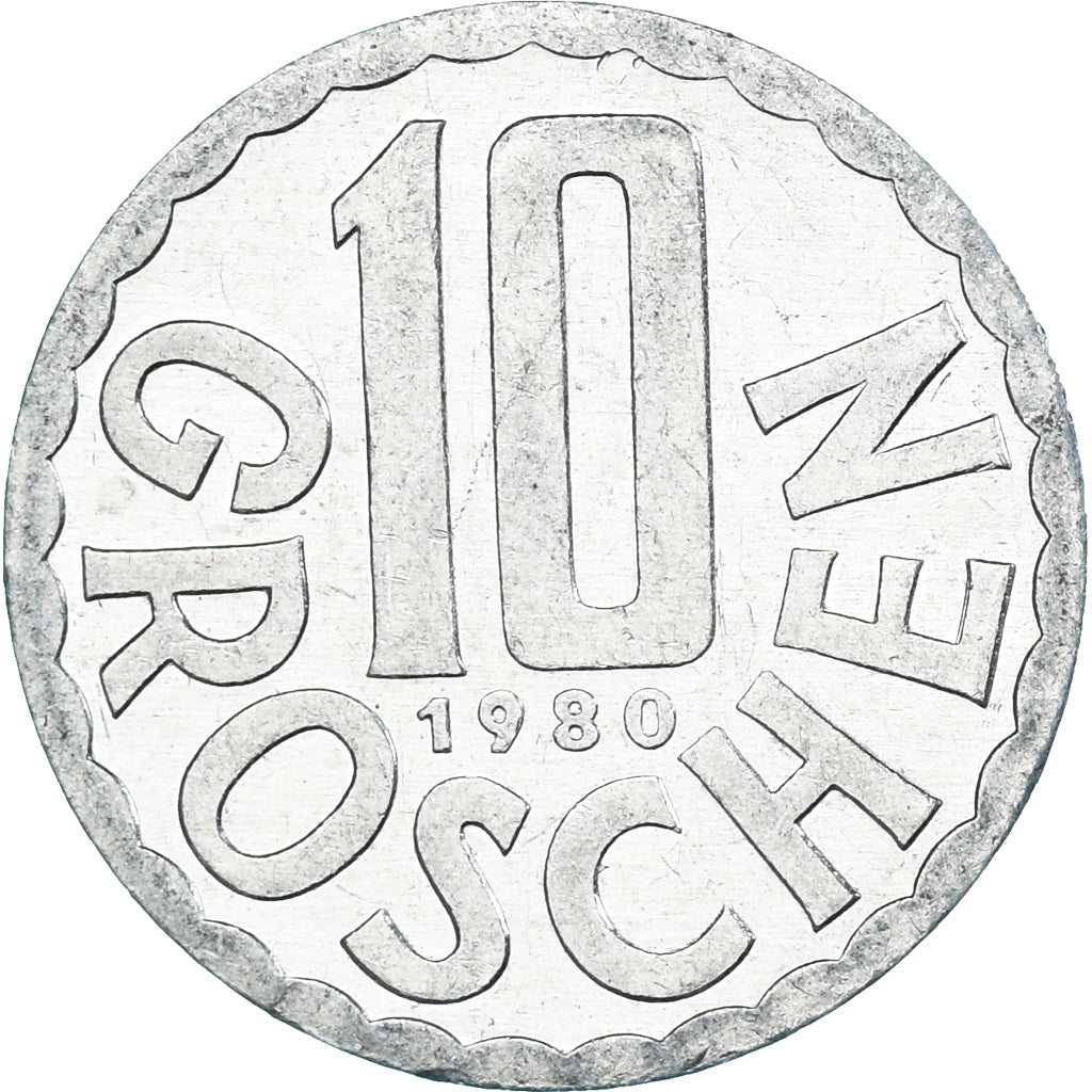Moeda, Áustria, 10 Groschen, 1980