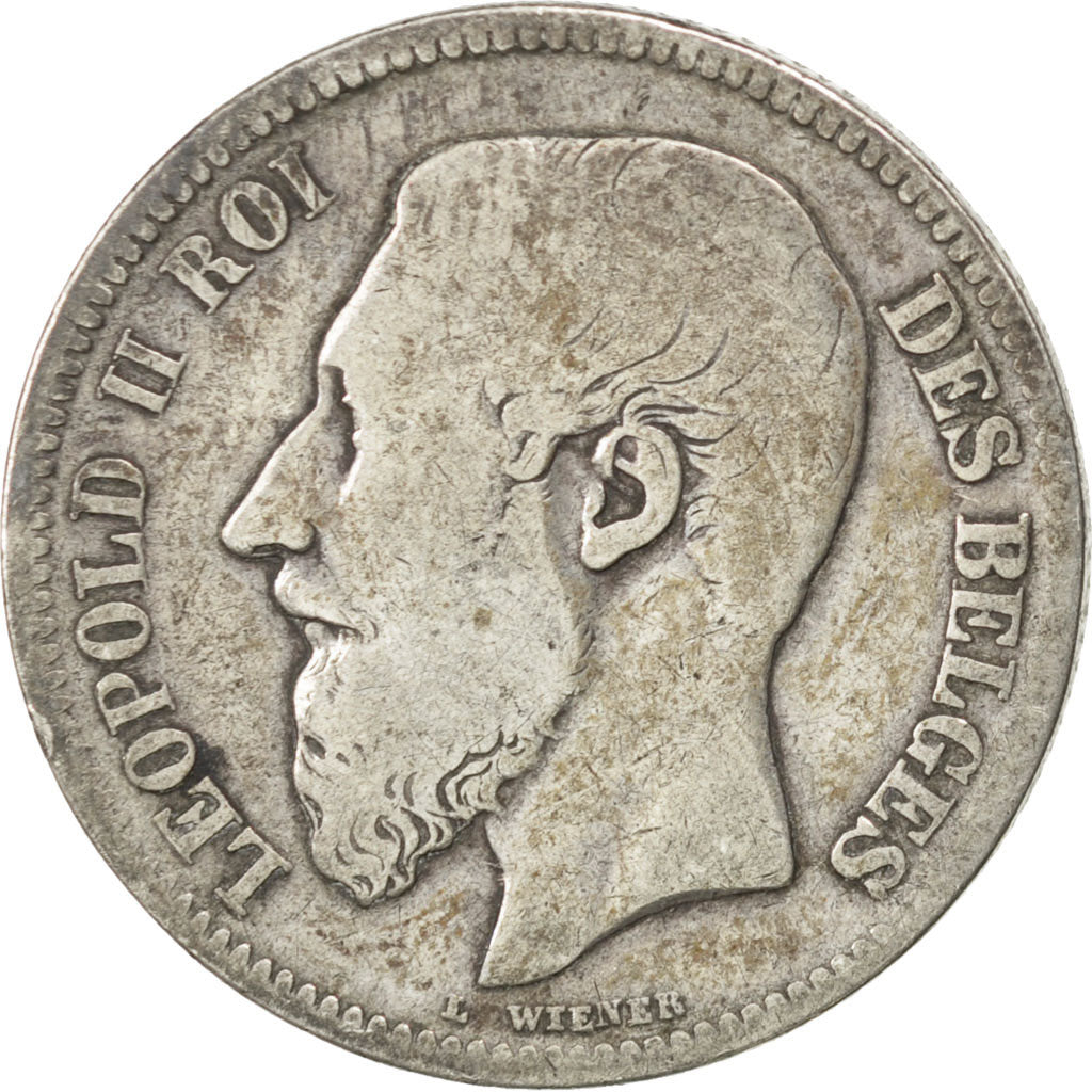 BELGIUM, 2 Francs, 2 Frank, 1868, KM #30.1, VF(20-25), Silver, 9.58
