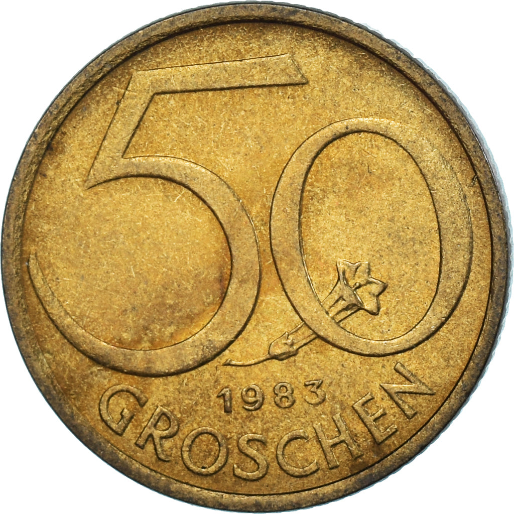 Moeda, Áustria, 50 Groschen, 1983