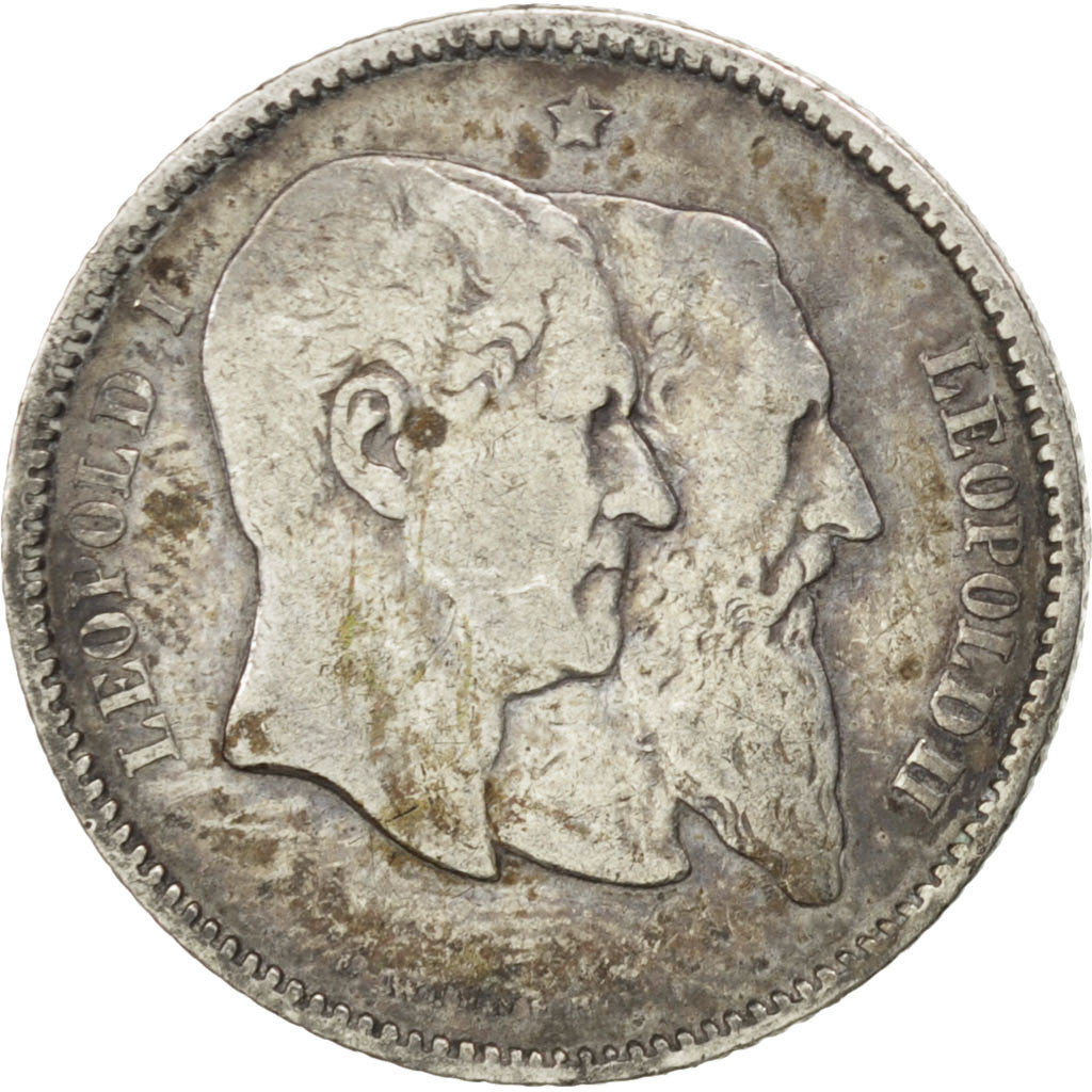 Belgio, Leopold II, Franc, 1880, MB, Argento, KM:38
