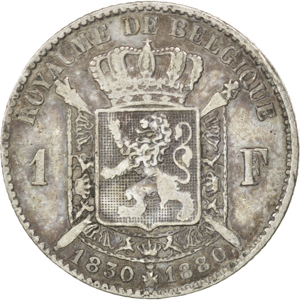 Belgio, Leopold II, Franc, 1880, MB, Argento, KM:38