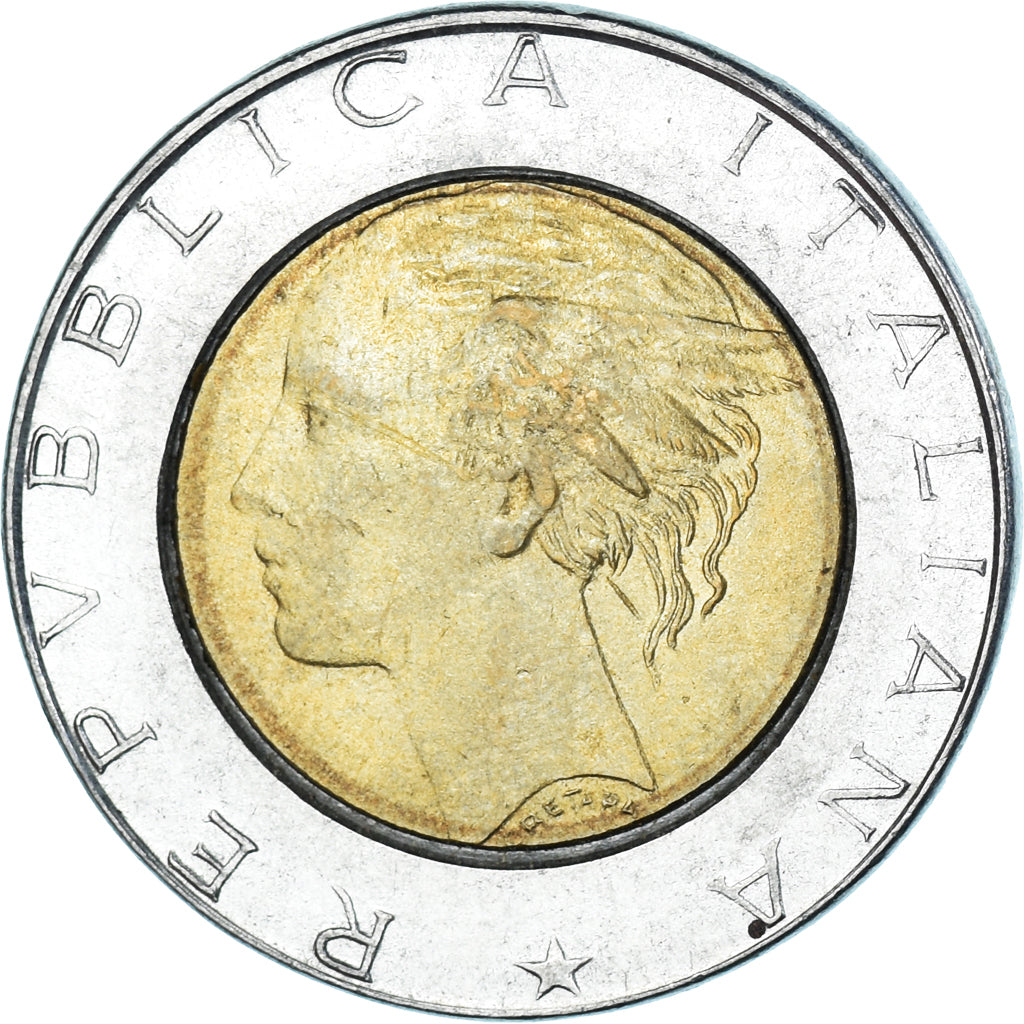 Münze, Italien, 500 Lire, 1989
