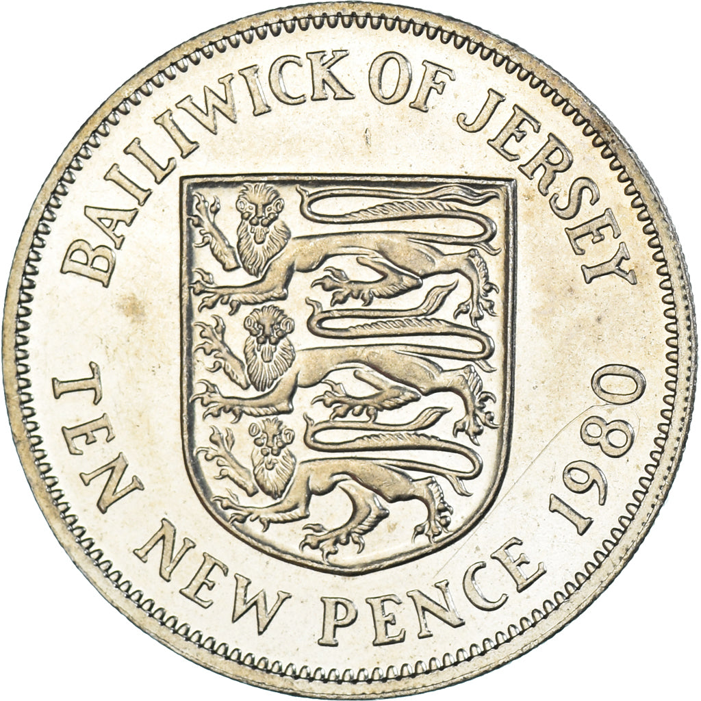 Monnaie, Jersey, 10 New Pence, 1980