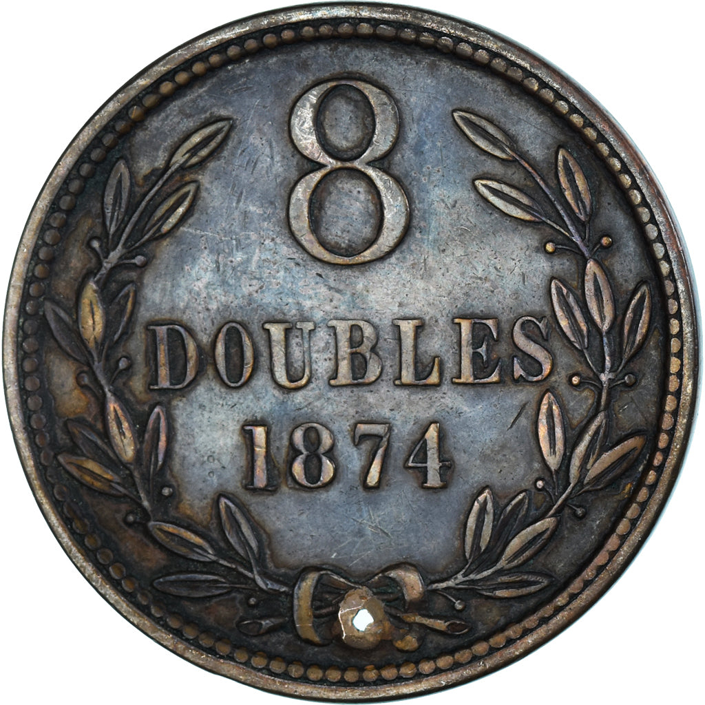 Monnaie, Guernesey, 8 Doubles, 1874