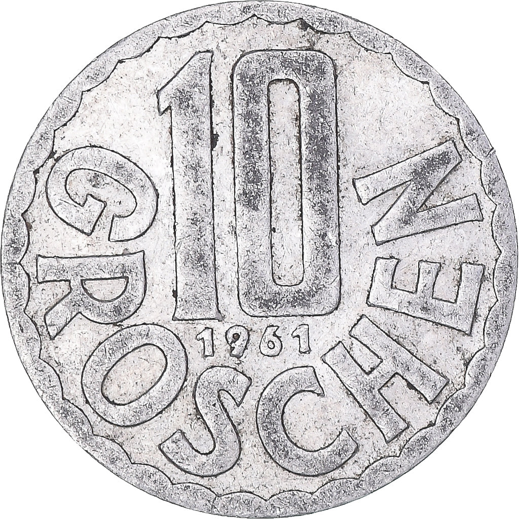 Moeda, Áustria, 10 Groschen, 1961