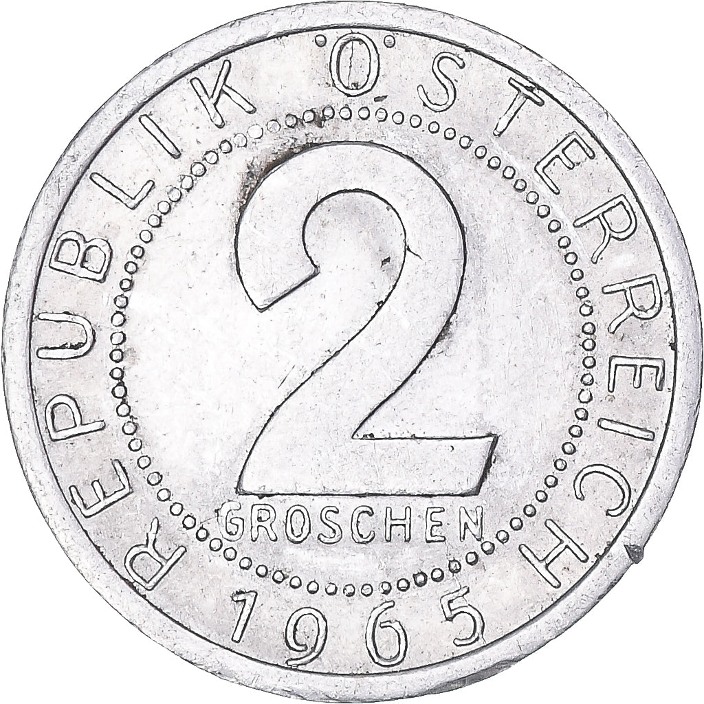 Moeda, Áustria, 2 Groschen, 1965