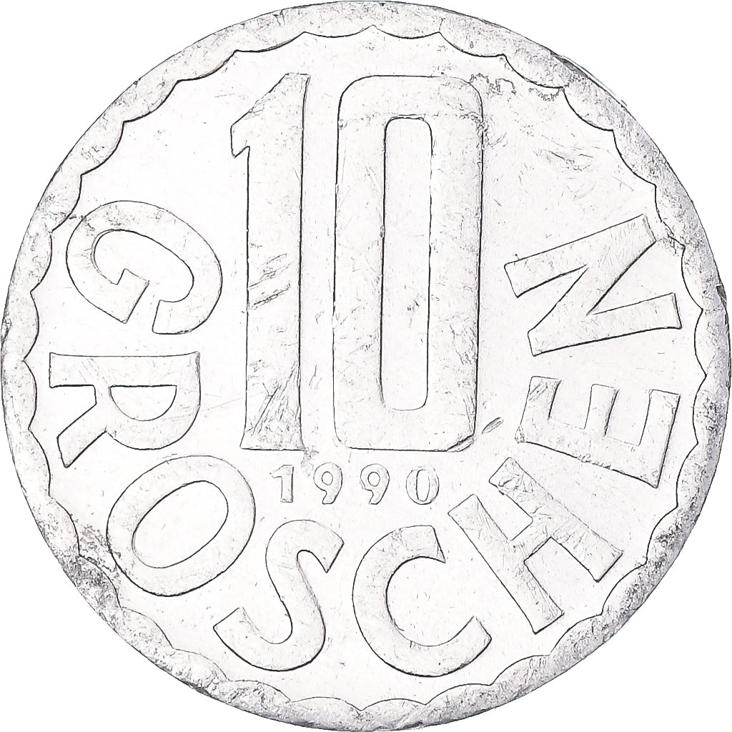 Moeda, Áustria, 10 Groschen, 1990